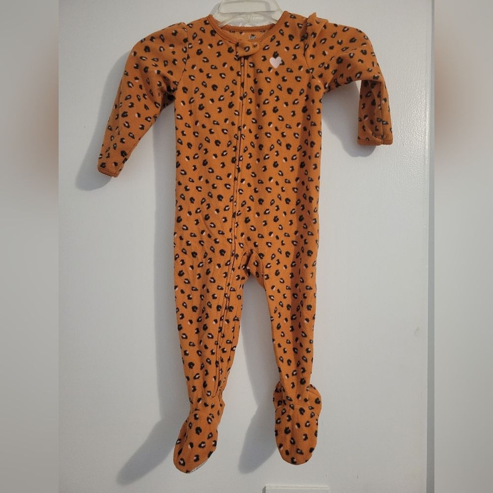 Just One You by Carter's Toddler Girls 2T Orange Cheetah Footie Pajamas